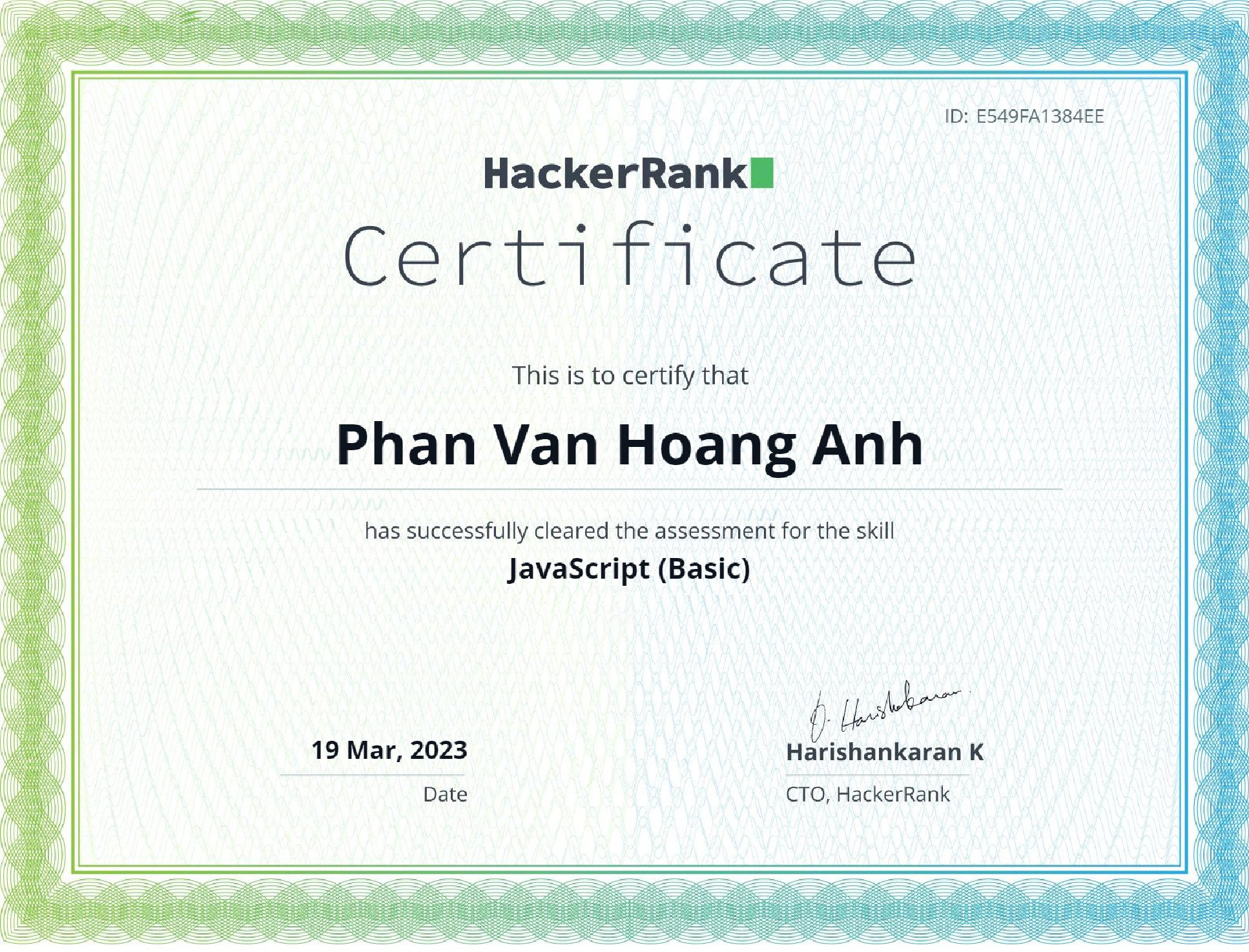 Javascript Certificate